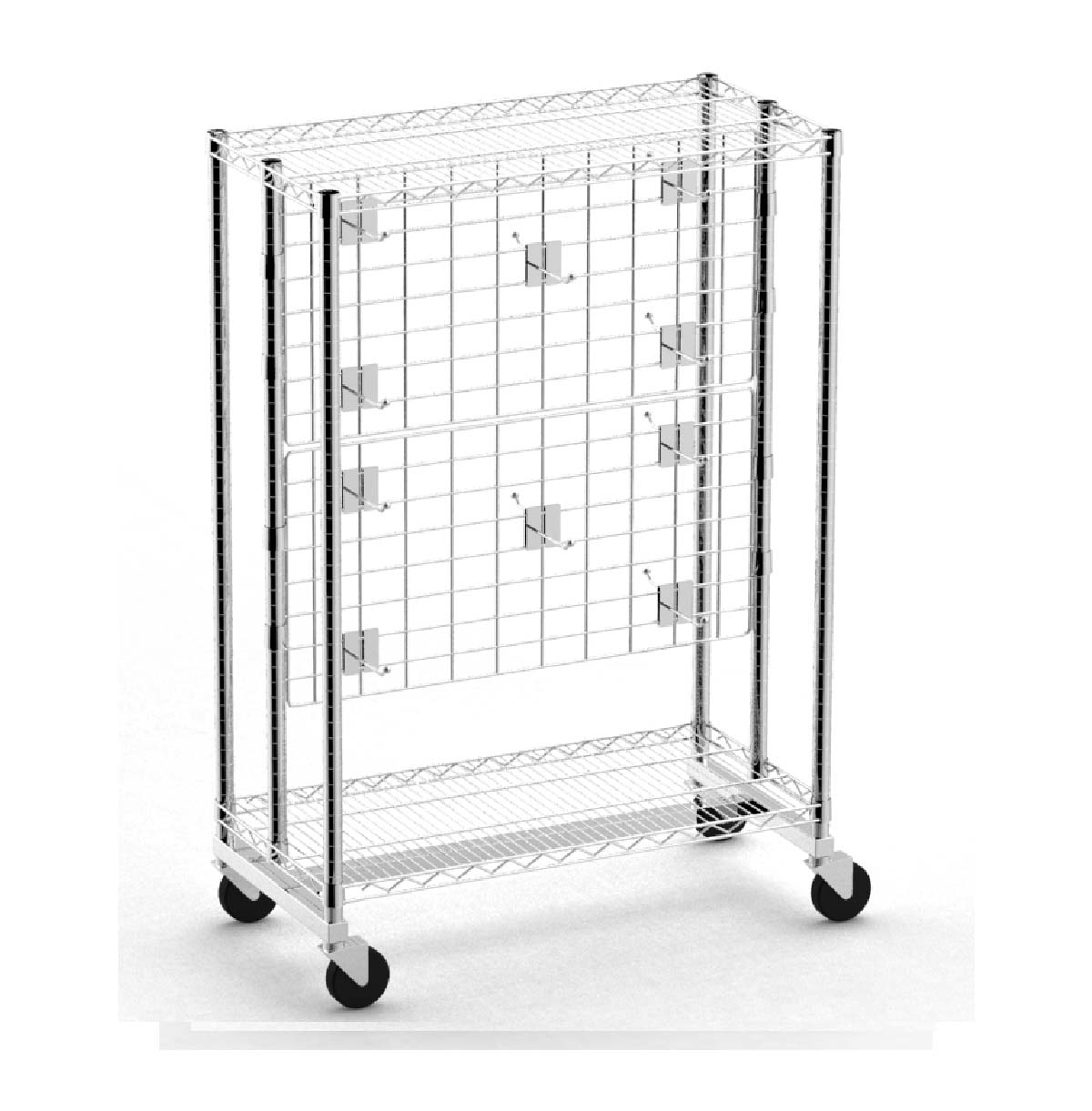 Metal Rolling Utility Cart /  Double-sided Display Cart with Hangers 