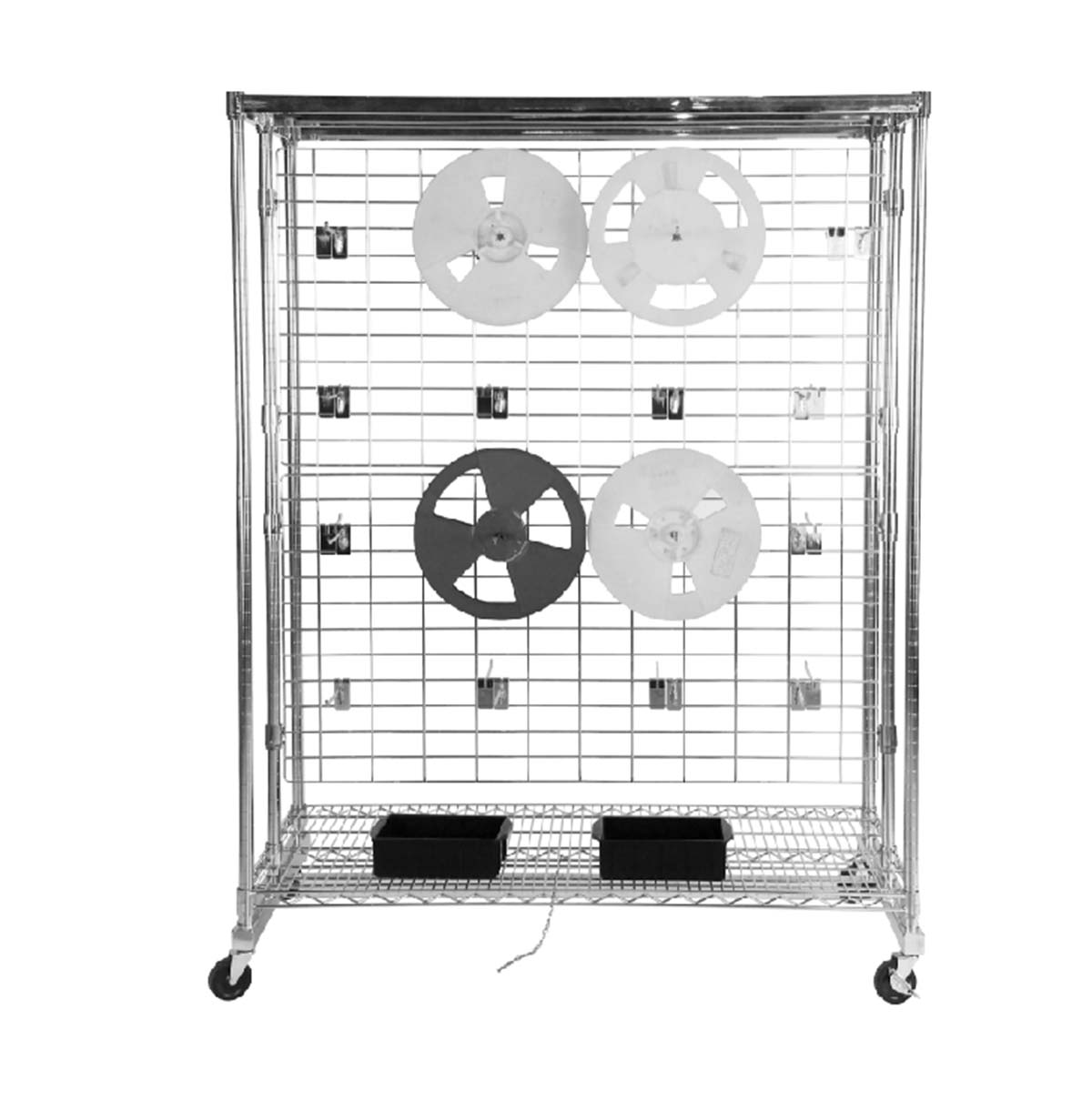 Metal Rolling Utility Cart /  Double-sided Display Cart with Hangers / Wire Storage Cart with Mesh P