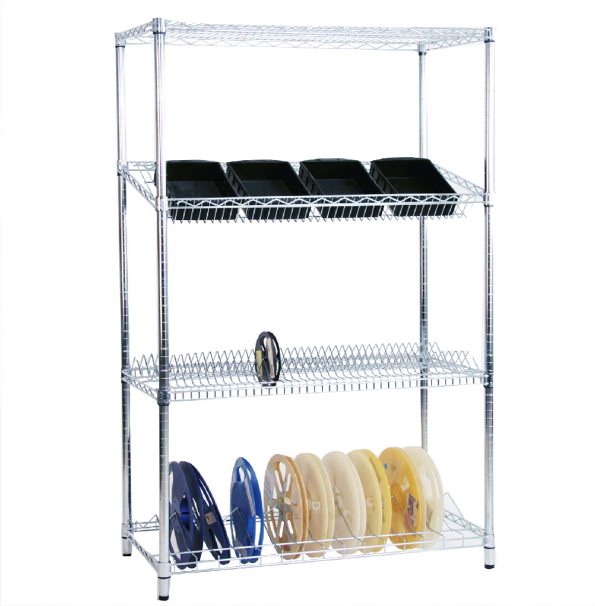 5-Tier Slanted Wire Shelving Unit / SMT Material Storage Rack / Steel Wire Rack Manufacturer