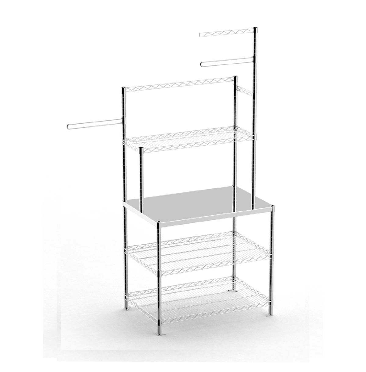 Metal Workbench with Wheels / Rolling Work Table Steel Wire Shelf For Production Line/ NSF Certified