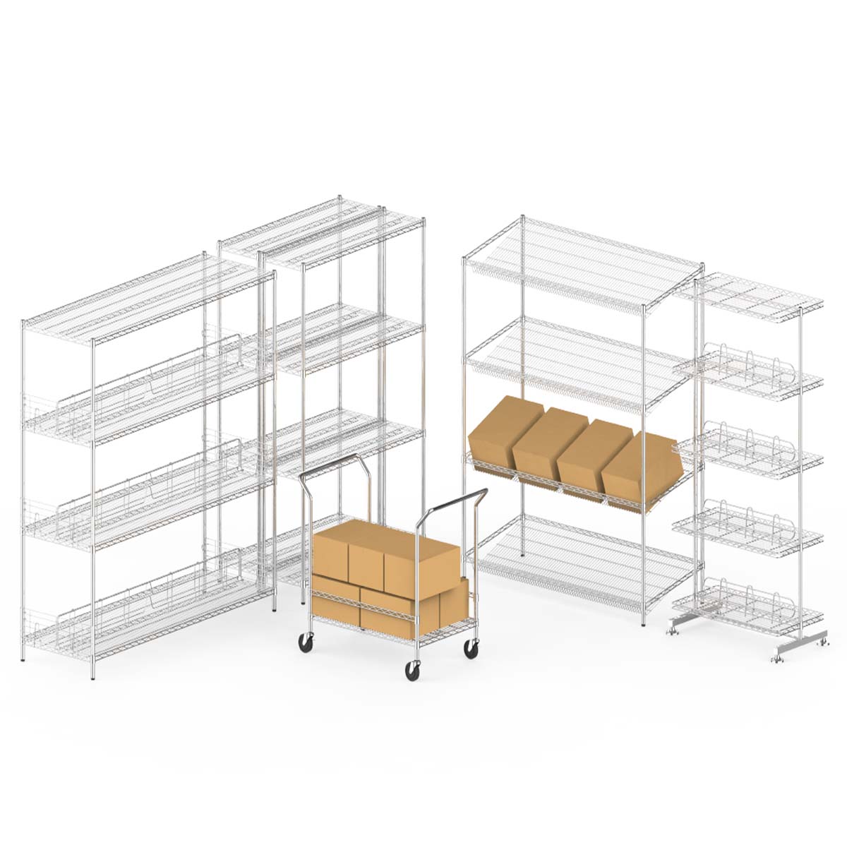 Commercial Grade Wire Rack / Warehouse Storage Shelving Unit / Chrome Sliding Wire Shelf / Custom Steel Wire Racks