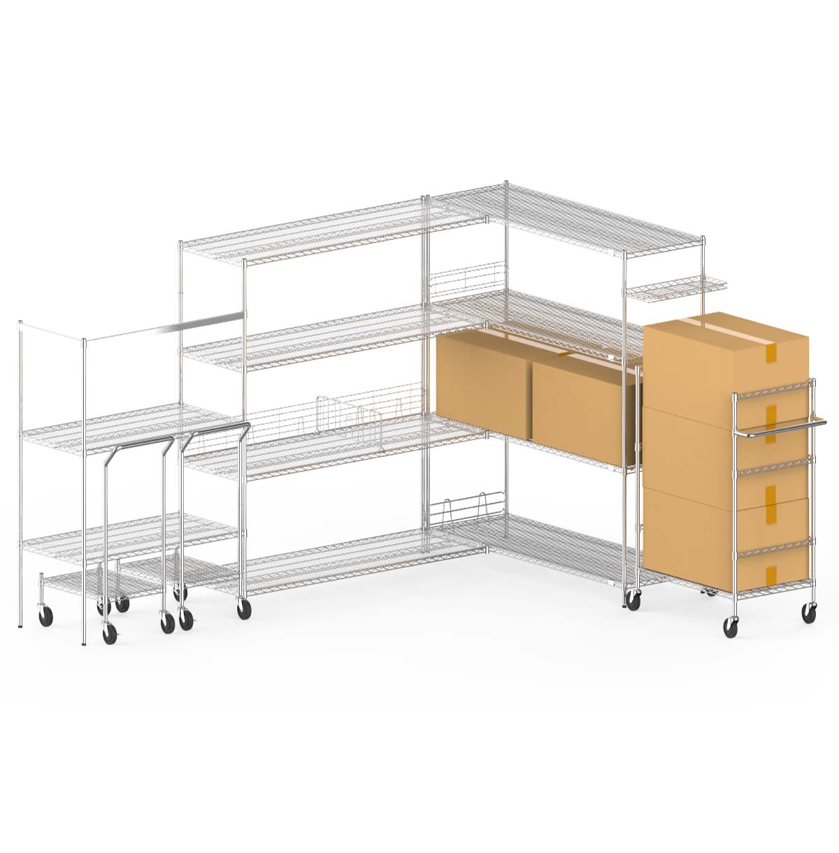 Commercial Grade Wire Rack / Warehouse Storage Shelving Unit / Chrome Sliding Wire Shelf / Custom Steel Wire Racks