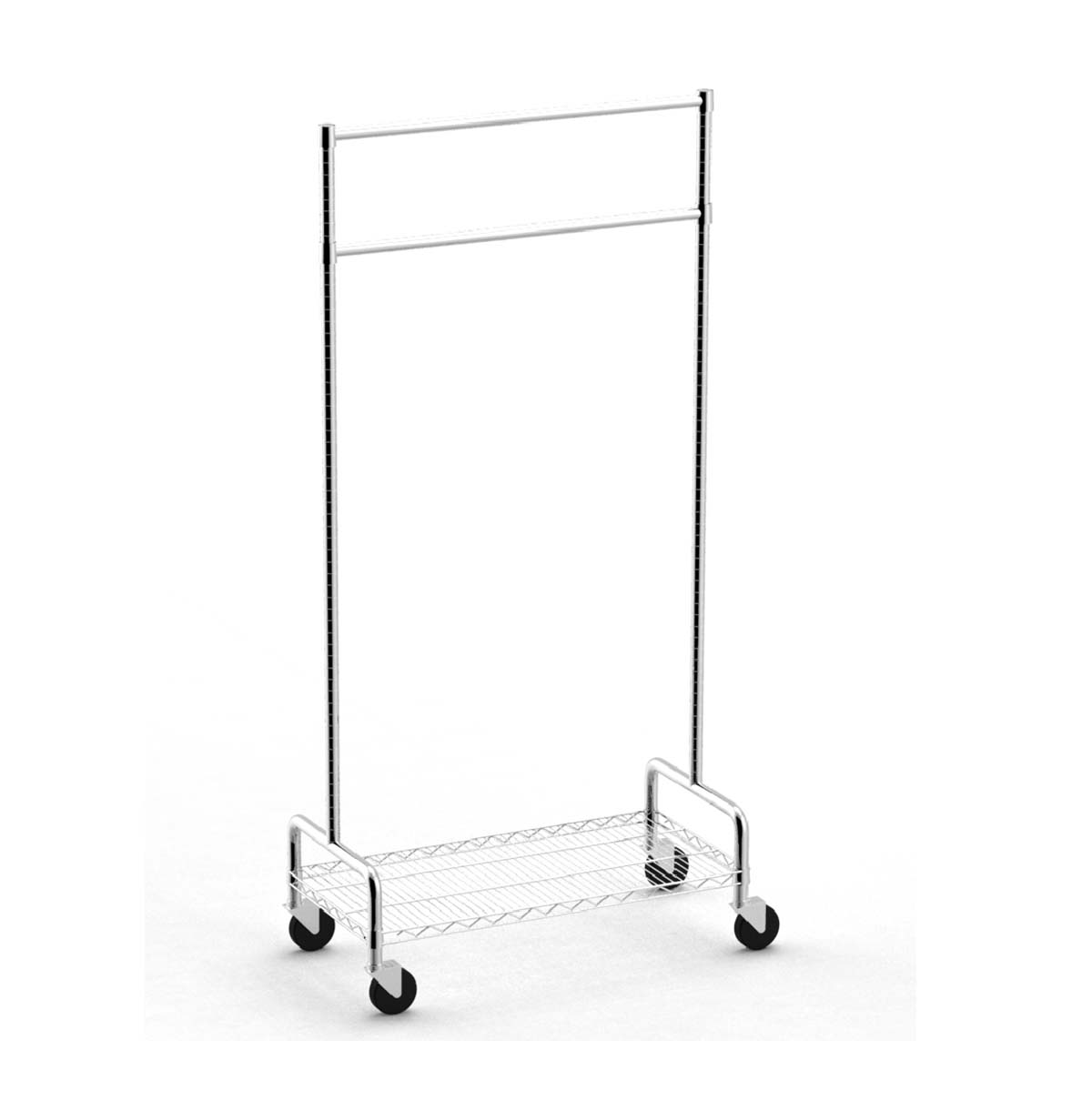 Rolling Clothes Rack with Wheels / Metal Clothing Rack / Clothes Garment Coat Rack with Bottom Shelf