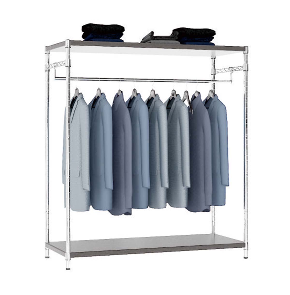 Clothing Display Wire Shelving Unit / Metal Rolling Clothes Rack