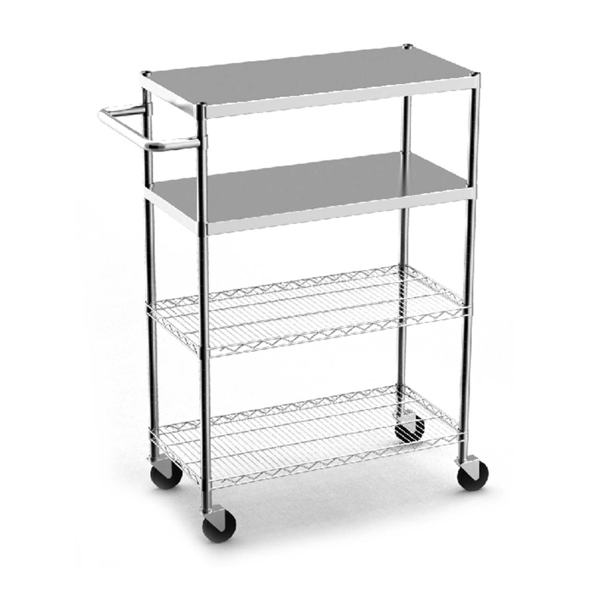 Commercial Rolling Cart / Heavy Duty Utility Cart with Wheels / Stainless Steel Wire Shelf Rack