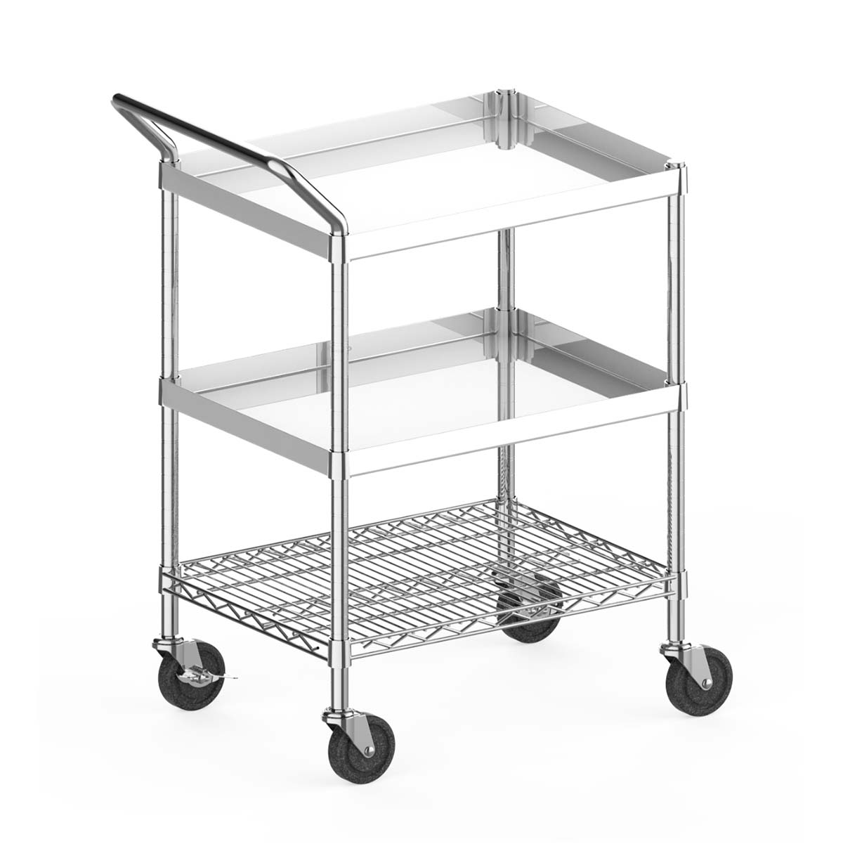 Commercial Rolling Cart / Heavy Duty Utility Cart with Wheels / Stainless Steel Wire Shelf Rack