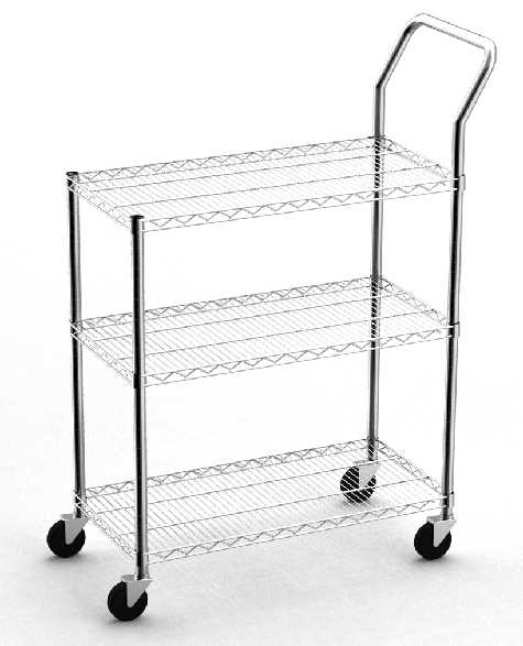 2-Tier ~ 4-Tier Commercial Rolling Trolley Cart / Metal Rolling Utility Cart with Wheel / Retail Display Rack