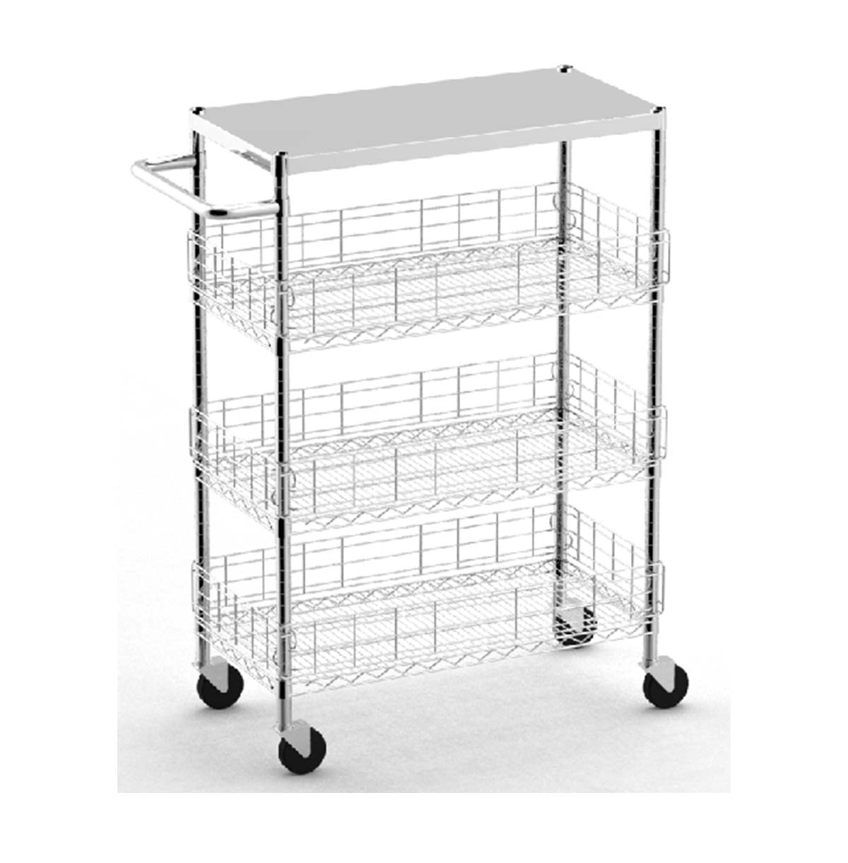 2-Tier ~ 4-Tier Commercial Rolling Trolley Cart / Metal Rolling Utility Cart with Wheel / Retail Display Rack