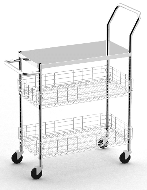 2-Tier ~ 4-Tier Commercial Rolling Trolley Cart / Metal Rolling Utility Cart with Wheel / Retail Display Rack