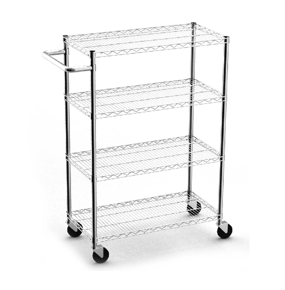 2-Tier ~ 4-Tier Commercial Rolling Trolley Cart / Metal Rolling Utility Cart with Wheel / Retail Display Rack