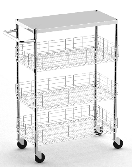 2-Tier ~ 4-Tier Commercial Rolling Trolley Cart / Metal Rolling Utility Cart with Wheel / Retail Display Rack