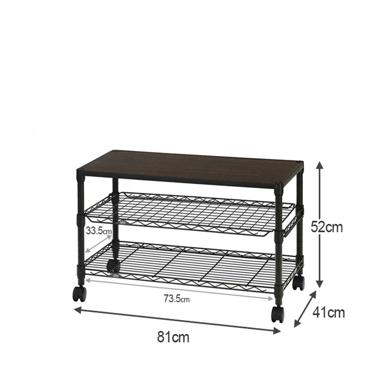 3-Tier TV Stand with Wood Top / TV Console Table With Open Storage Shelves on Wheels For Living Room  Bedroom 40-80