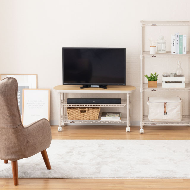 3-Tier TV Stand with Wood Top / TV Console Table With Open Storage Shelves on Wheels For Living Room  Bedroom 35-95