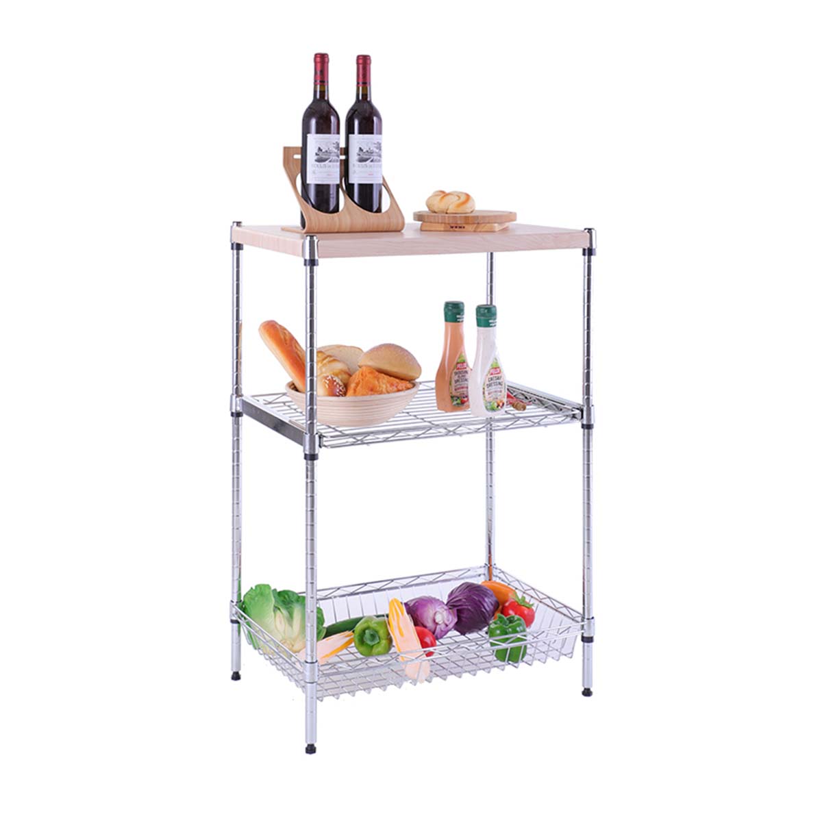 stainless steel wire shelf cart