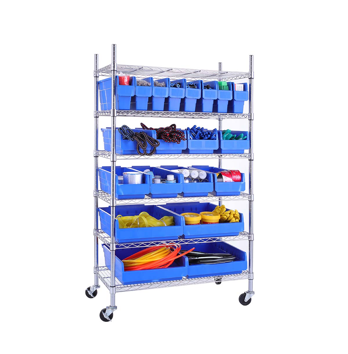 Wire Shelving for Industrial  Wire Rack with Storage boxes  Heavy Duty Wire Shelving Unit