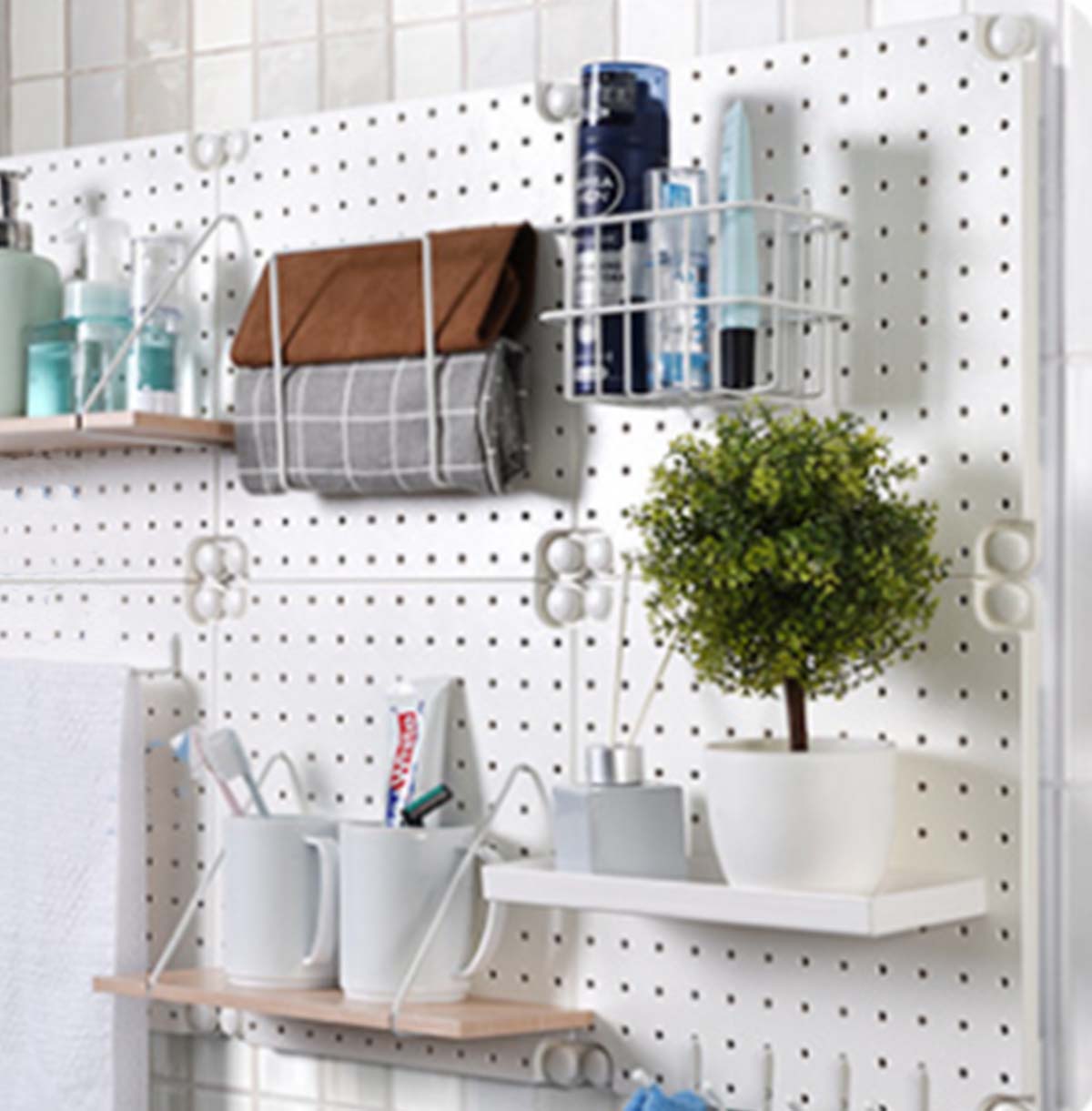 Metal Pegboard Wall Organizer Panels  Wall Mounted Pegboard Kits  Organizer Board Bathroom racks