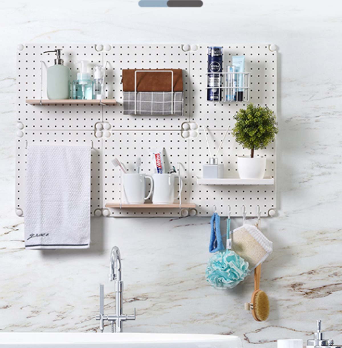 Metal Pegboard Wall Organizer Panels  Wall Mounted Pegboard Kits  Organizer Board Bathroom racks