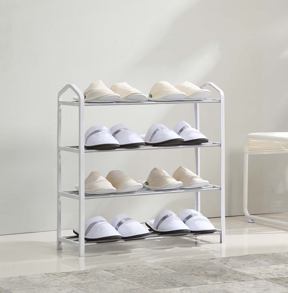 Metal Shoes Rack - white