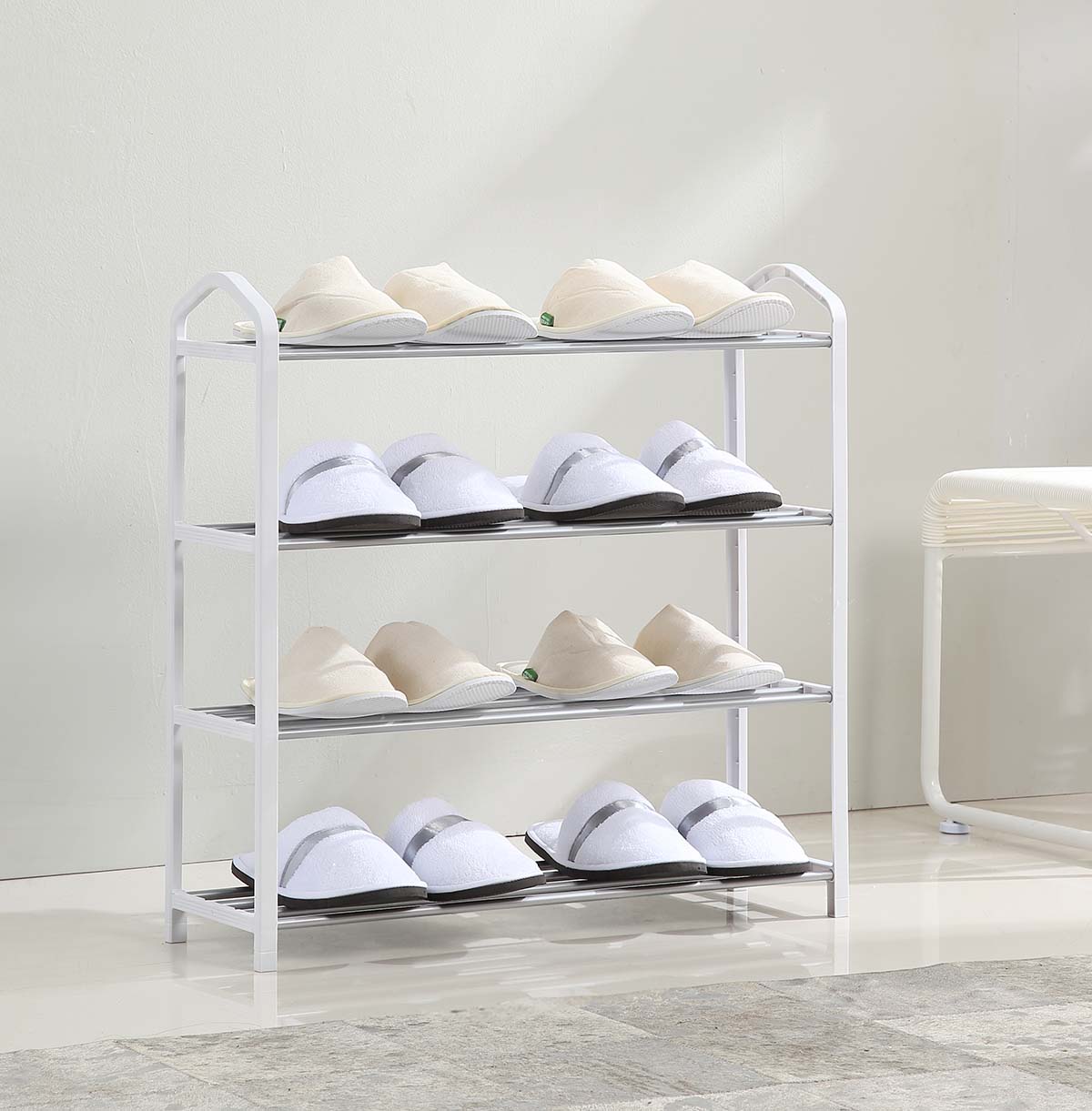 Metal Shoes Rack - white