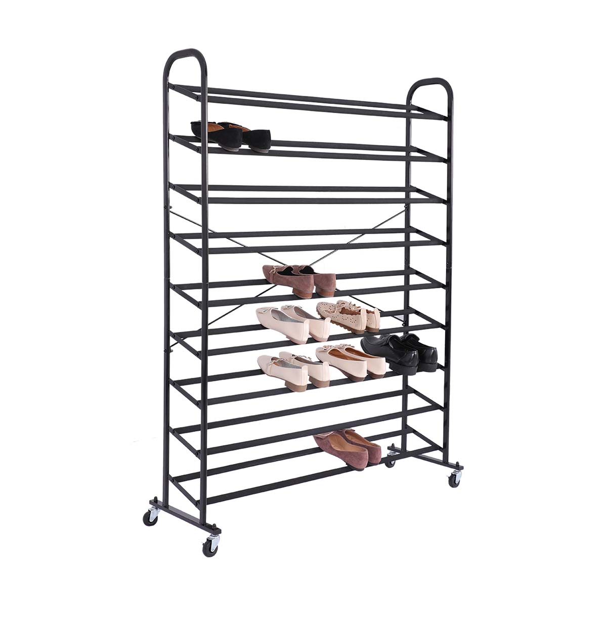 9-Tier Metal Shoes Rack - Black