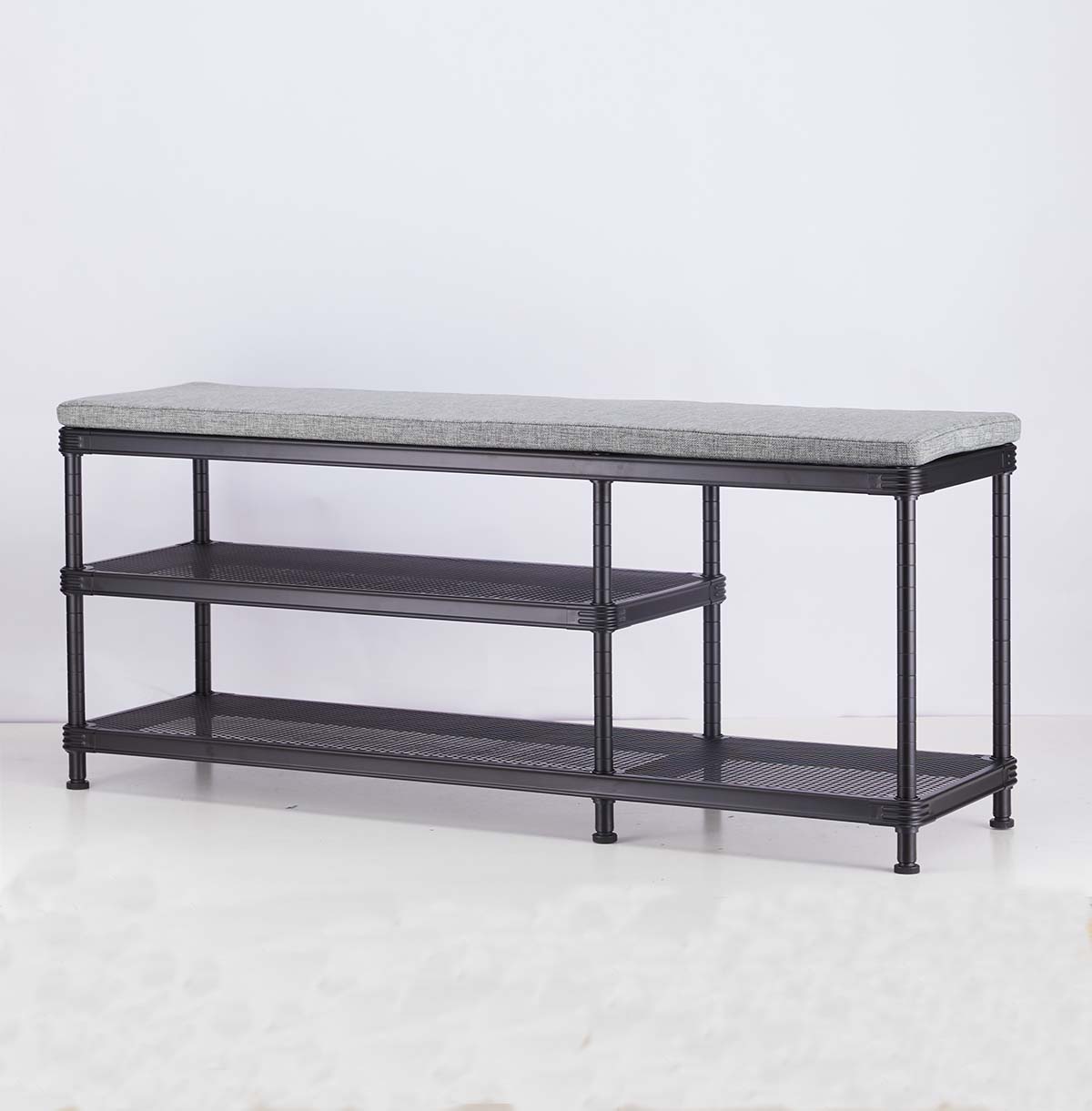 3-Tier Shoes Rack, Storage Entry Bench with Mesh Shelves