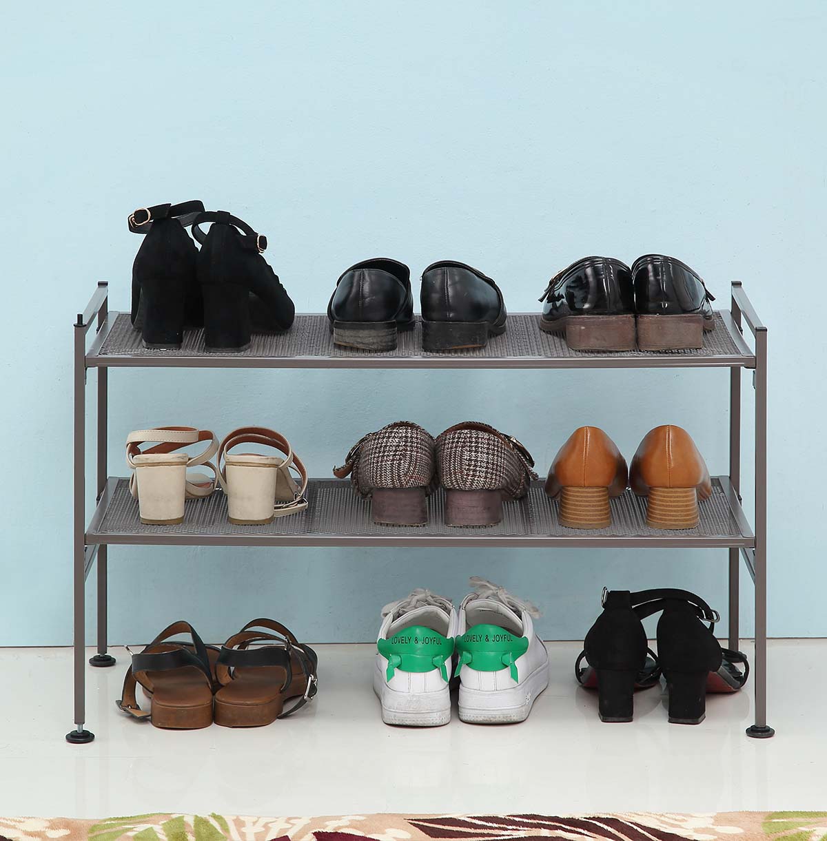 2-Tier Shoes Rack Shoe Shelf Storage Organizer With Mesh Shelves