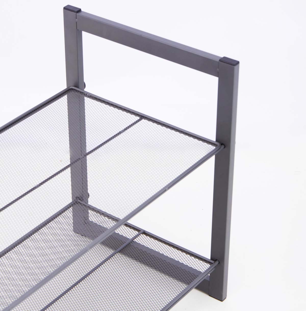 2-Tier Metal Shoe Rack with Mesh Shelves