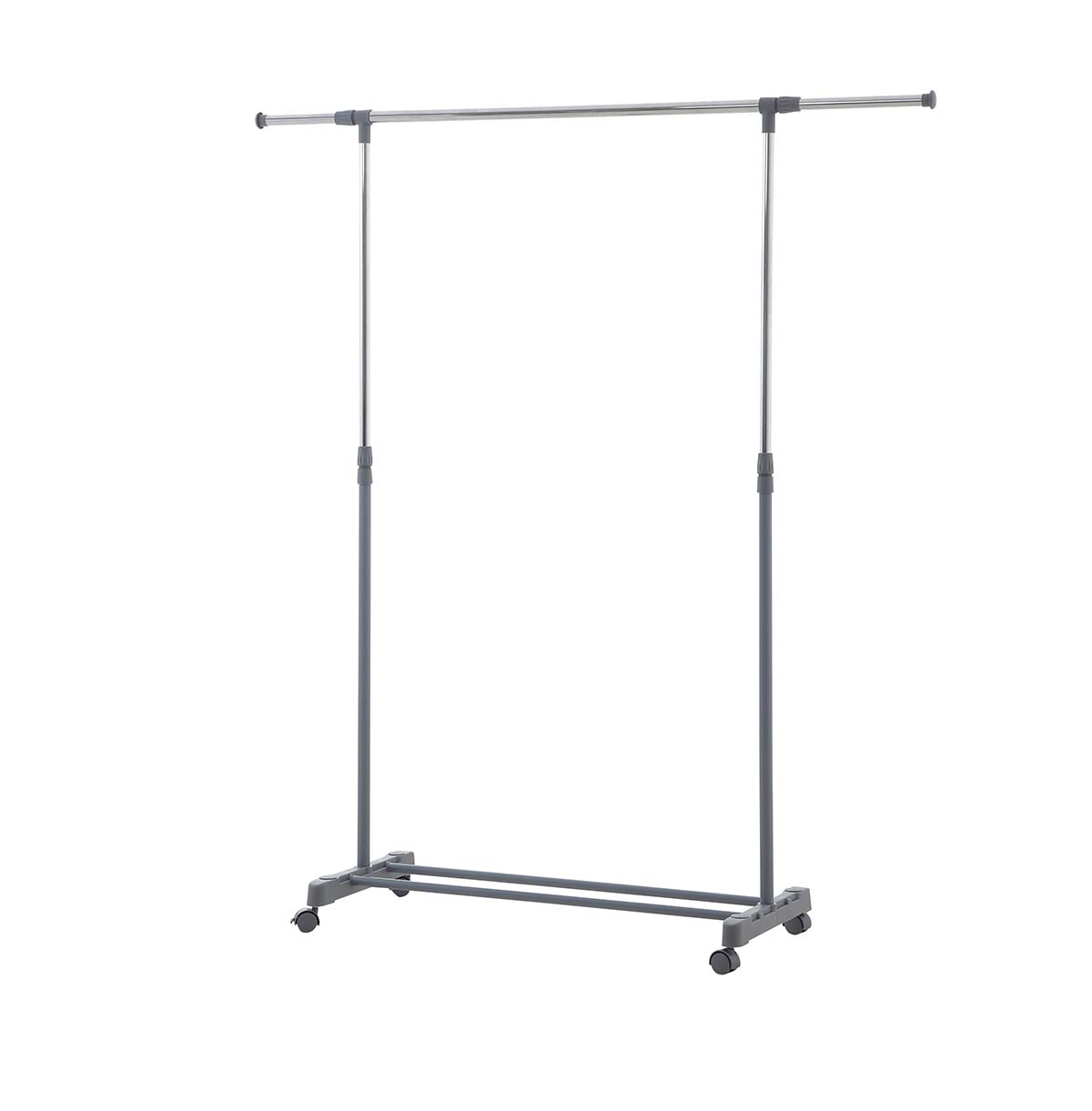 Single Rod Rolling Clothes Rack with Wheels  Metal Clothing Rack  Clothes Garment Coat Rack with Bottom Shelf