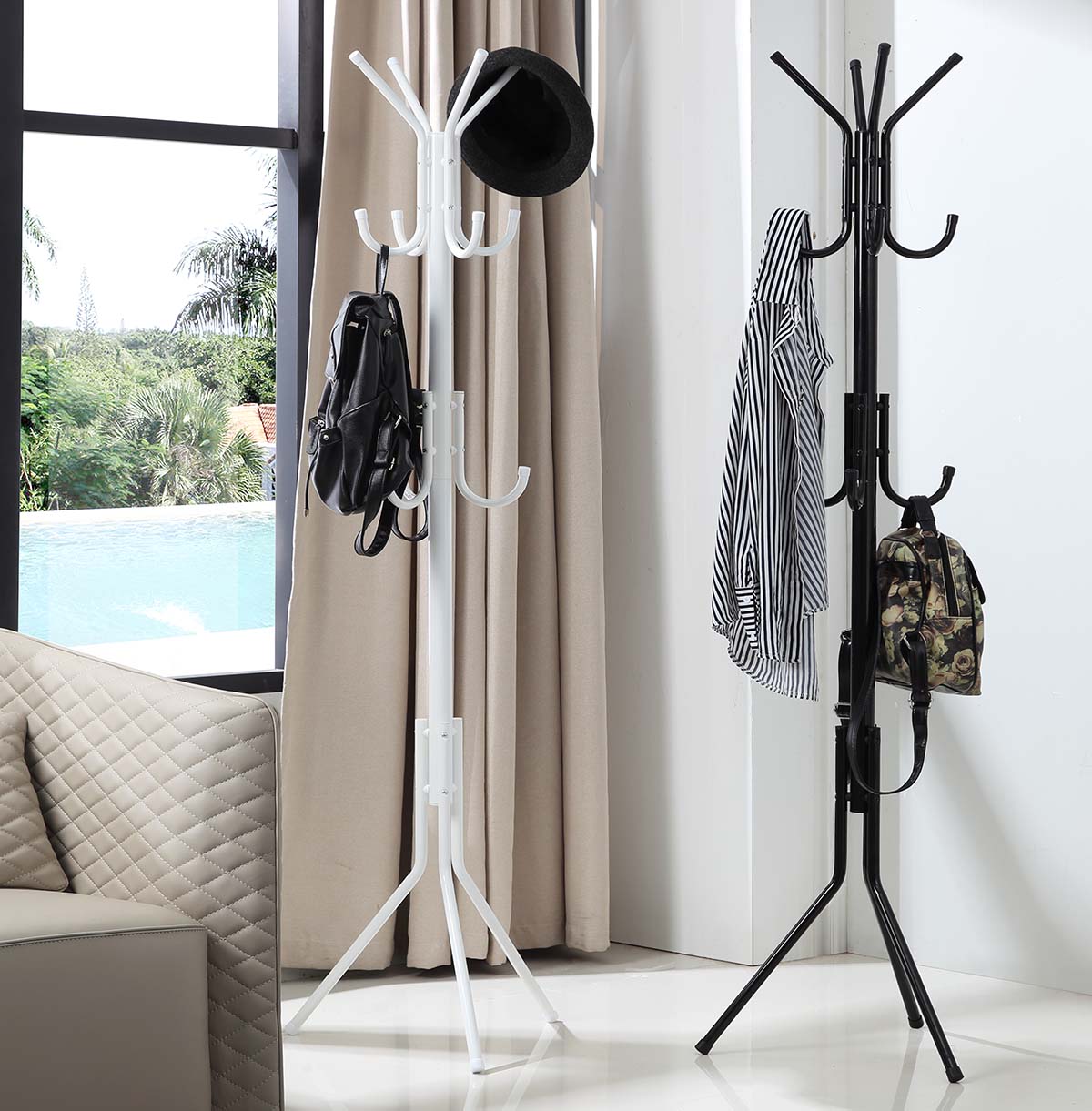 Metal Clothes Rack Metal Coat Rack Stand - White