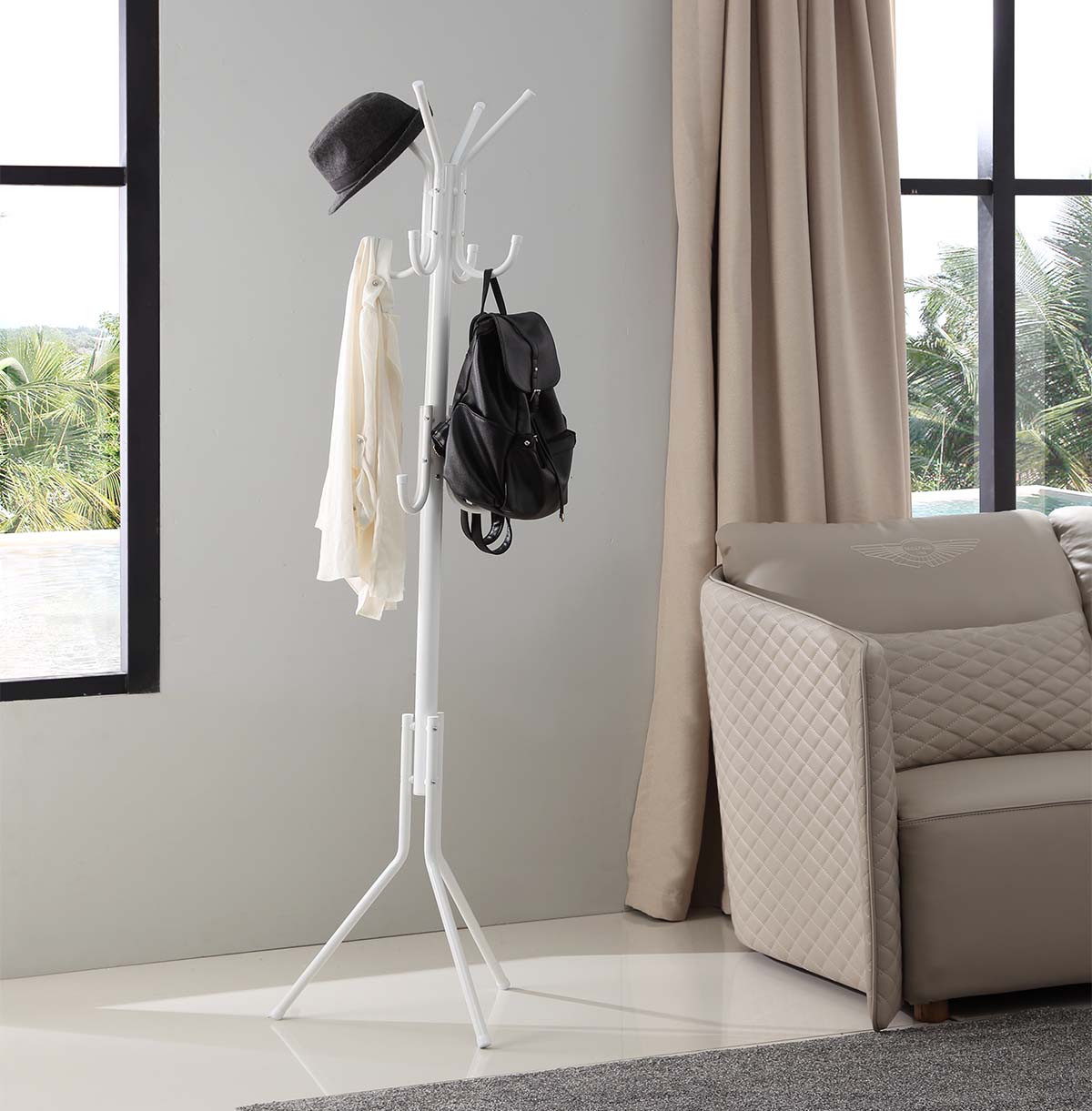 Metal Clothes Rack Metal Coat Rack Stand - White