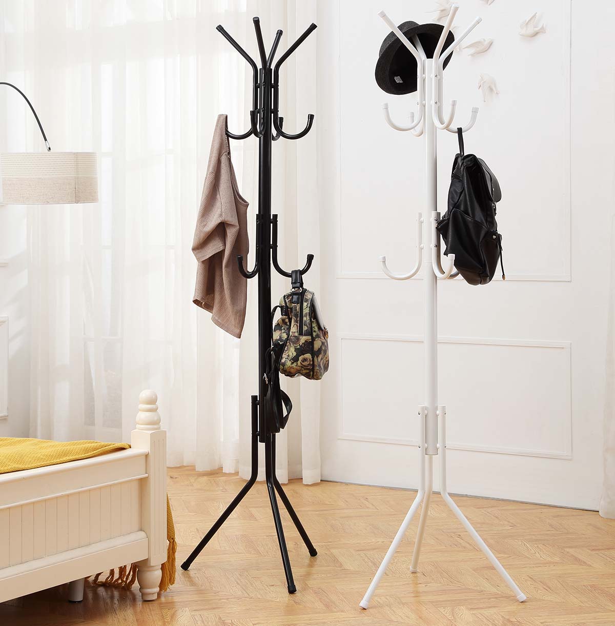 Metal Clothes Rack Metal Coat Rack Stand - White