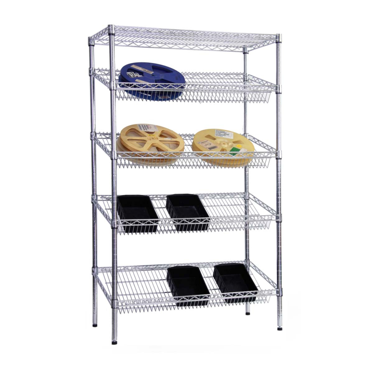 Slanted Wire Shelving for Industrial / Wire Basket Shelving / Heavy Duty Wire Shelving Unit 