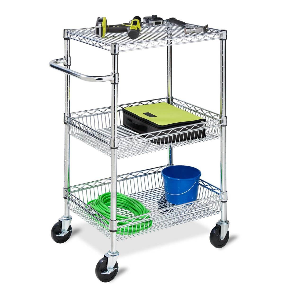 Heavy Duty Tool Utility Cart / Metal Rolling Utility Cart With Wheel 