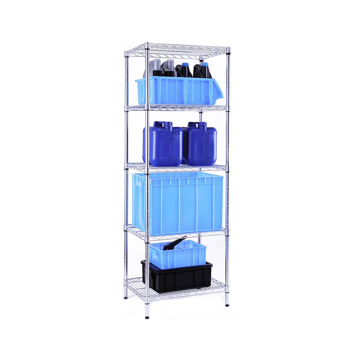 5-Tier Wire Shelving Unit / Steel Organizer Wire Rack Chrome / Custom Steel Wire Racks 