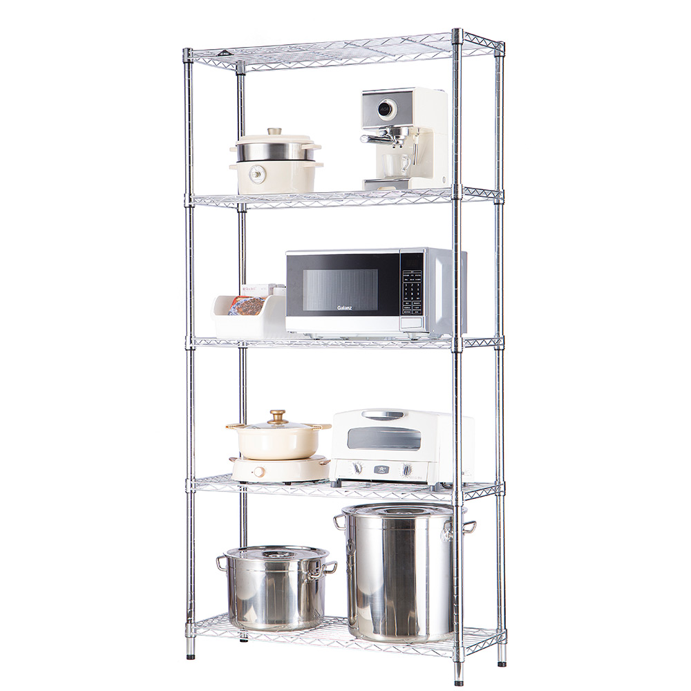 MZG Steel Storage Shelving 5-Tier Wide, Chrome