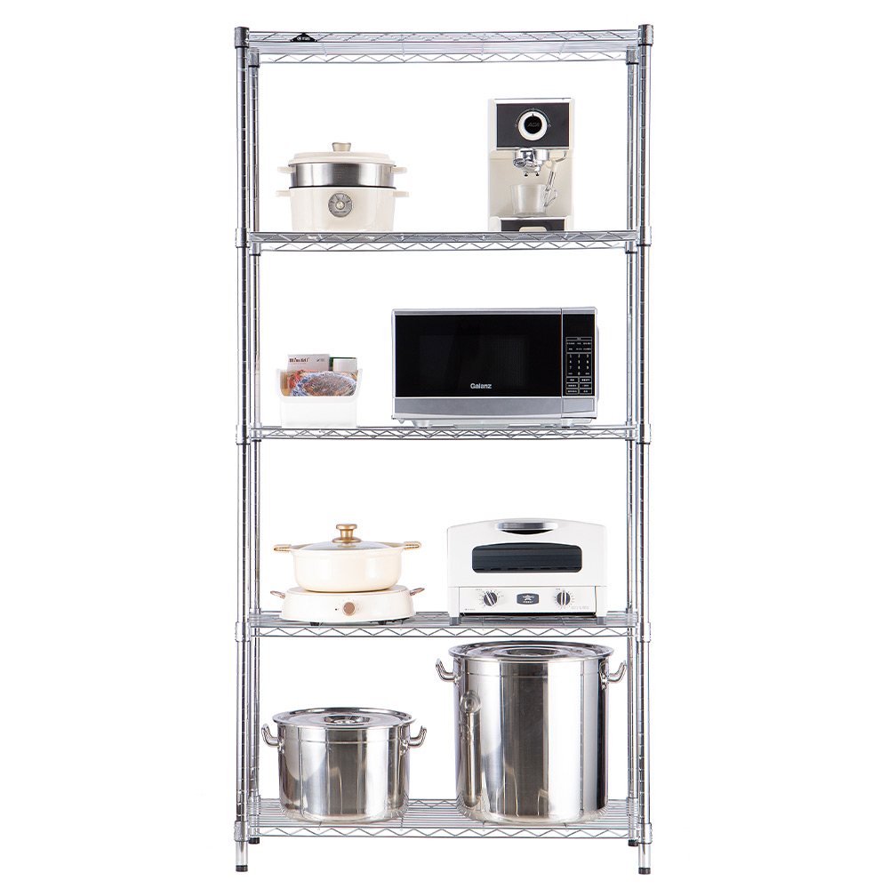 MZG Steel Storage Shelving 5-Tier Wide, Chrome