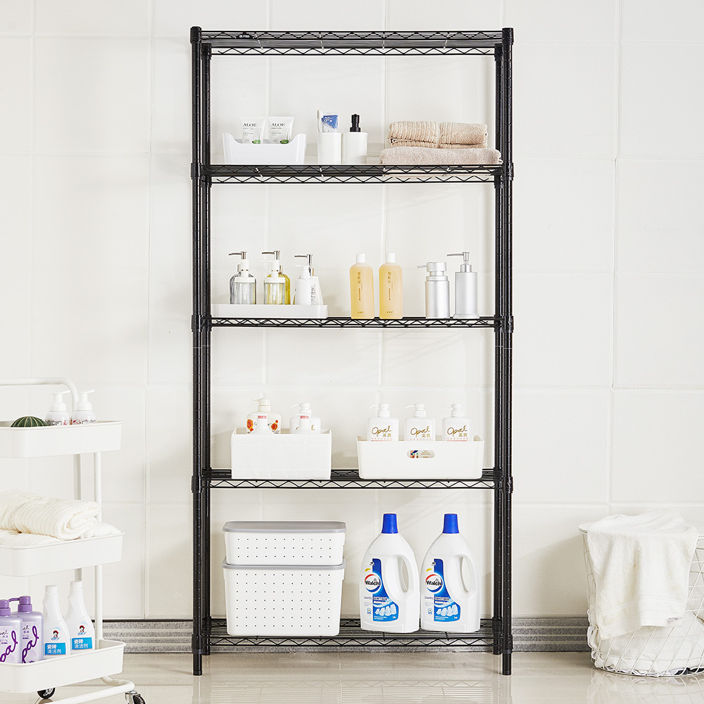 MZG Steel Storage Shelving 5-Tier Wide, Black