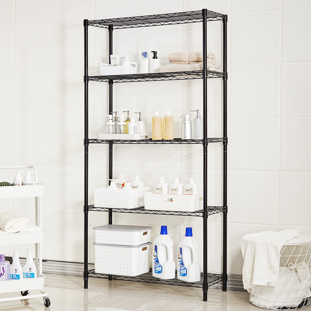 MZG Steel Storage Shelving 5-Tier Wide, Black