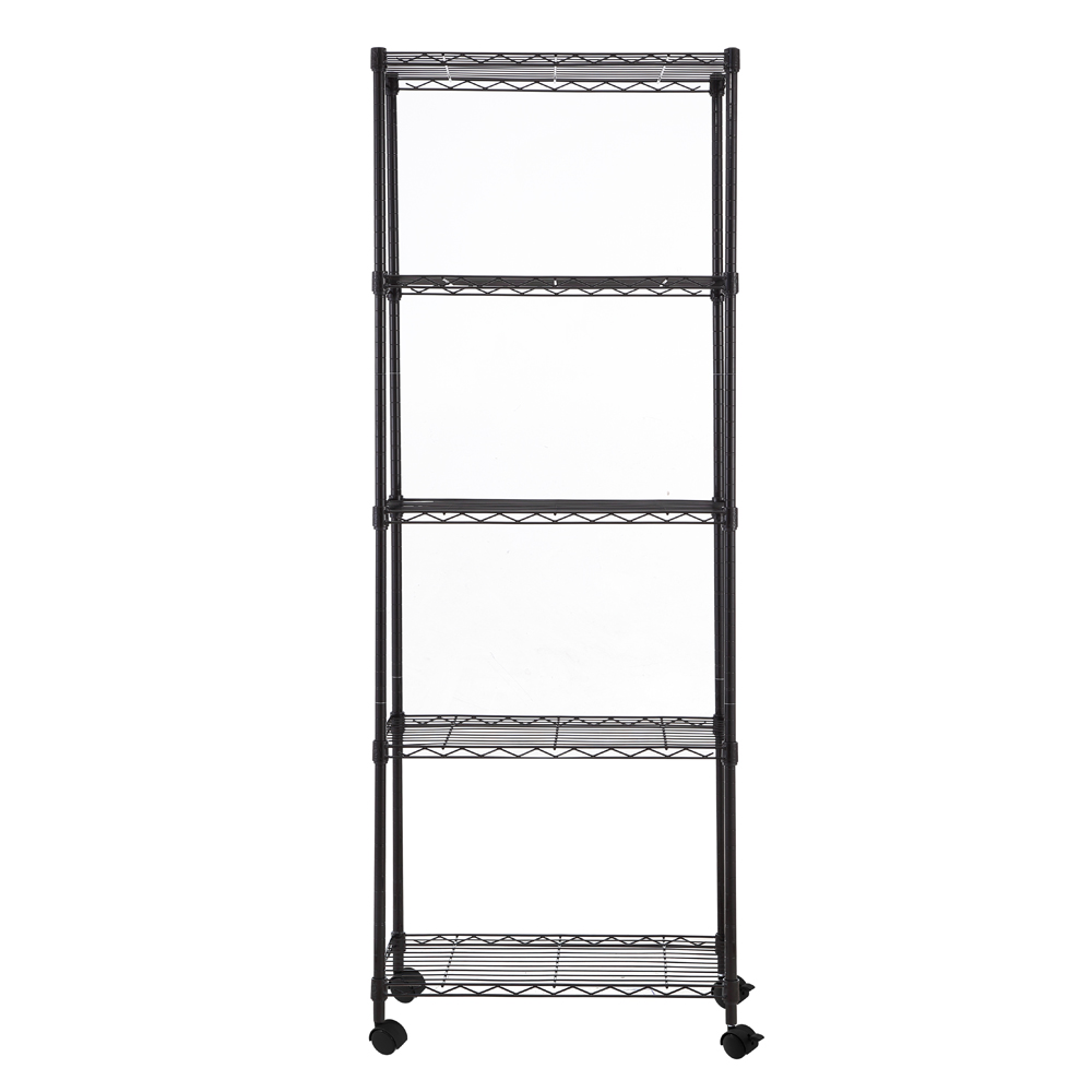 MZG Steel Storage Shelving 5-Tier with Wheels, Black