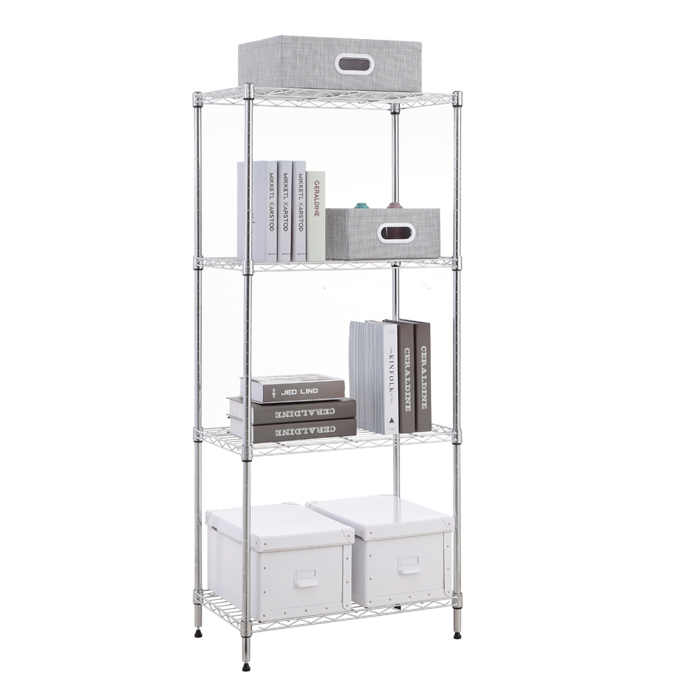 MZG Steel Storage Shelving 4-Tier Wide, Chrome