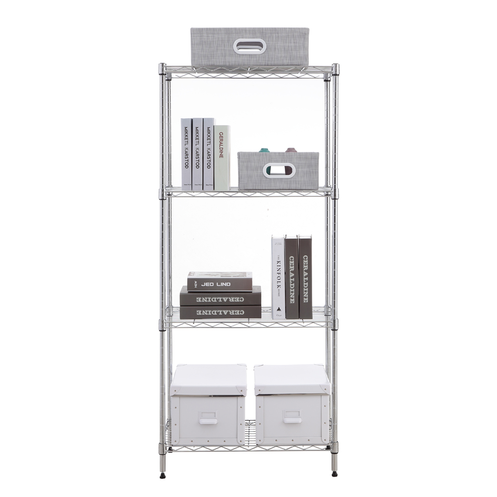 MZG Steel Storage Shelving 4-Tier Wide, Chrome