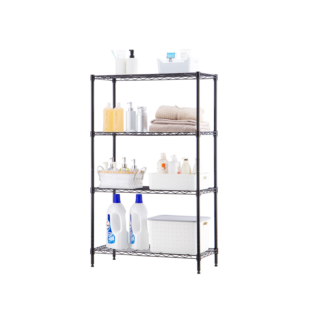 MZG Steel Storage Shelving 4-Tier Wide, Black