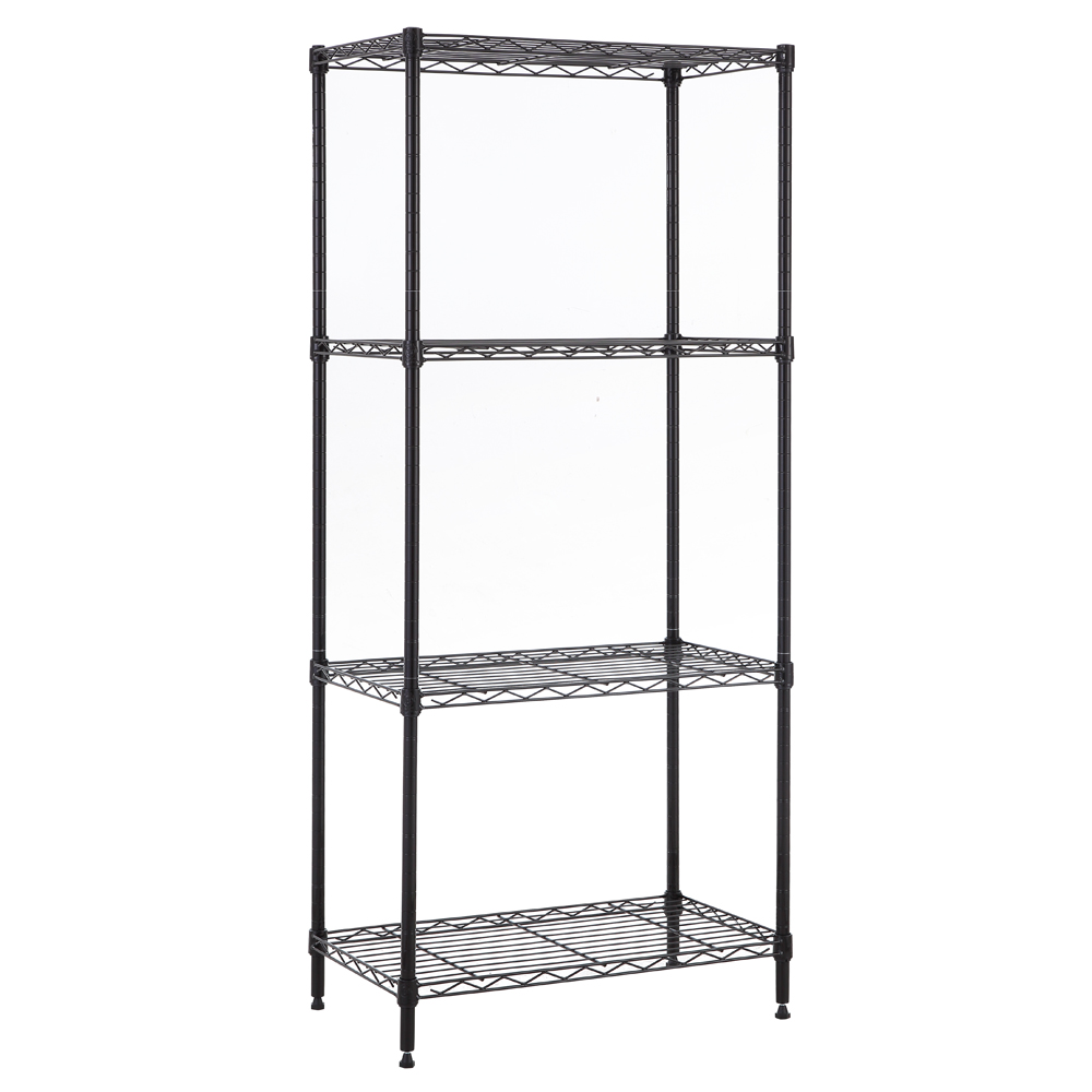 MZG Steel Storage Shelving 4-Tier Wide, Black