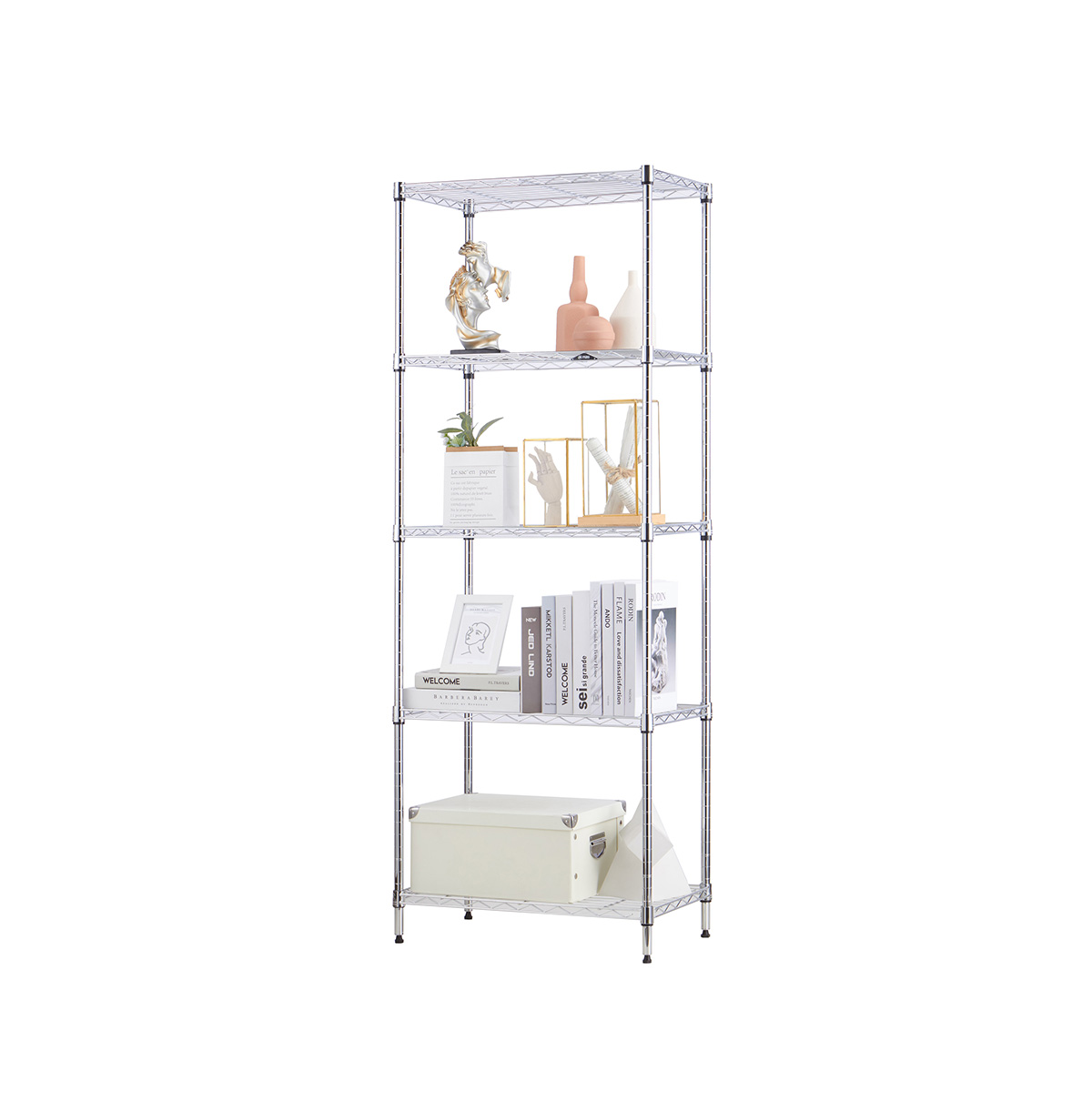 MZG Steel Storage Shelving 5-Tier, Chrome