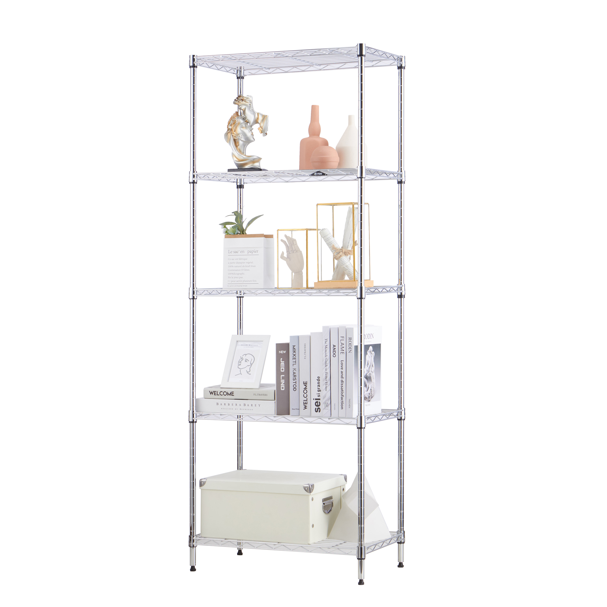 MZG Steel Storage Shelving 5-Tier, Chrome