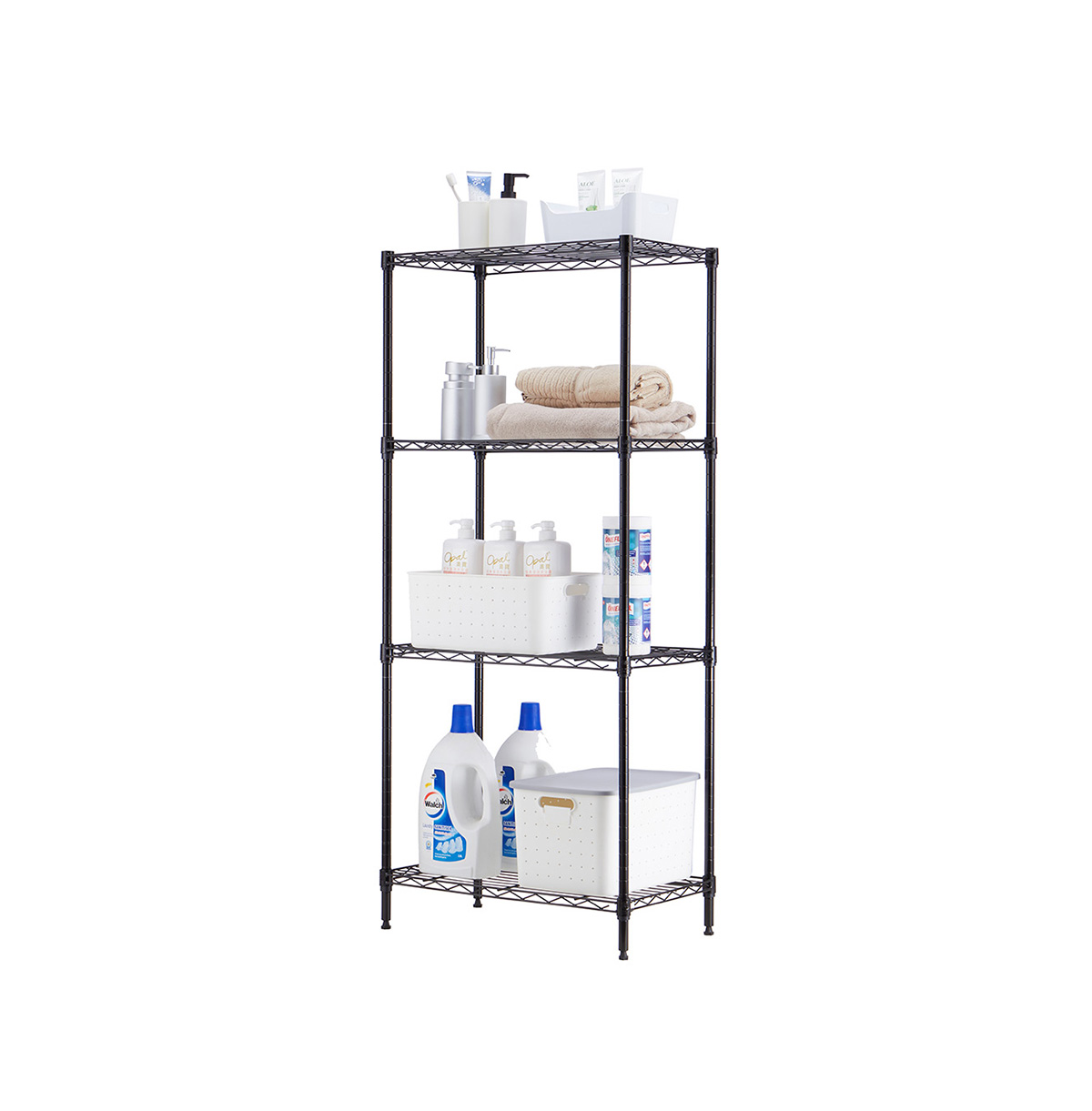 MZG Steel Storage Shelving 4-Tier, Black