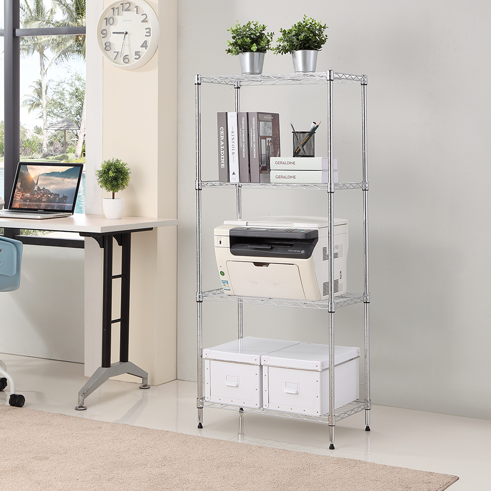 MZG Steel Storage Shelving 4-Tier, Chrome