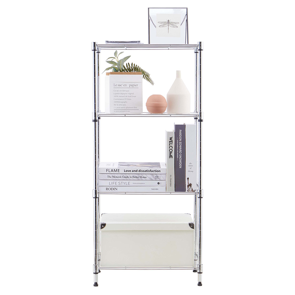 MZG Steel Storage Shelving 4-Tier Narrow, Chrome