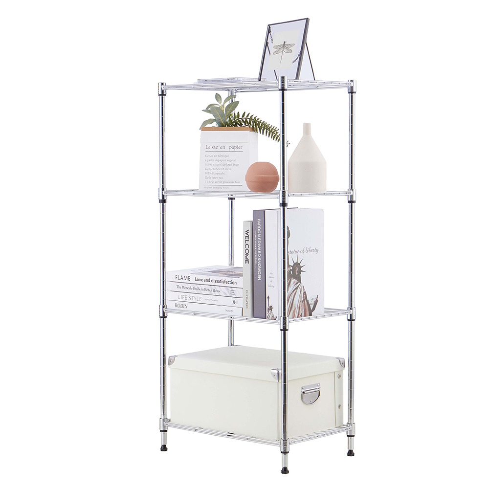 MZG Steel Storage Shelving 4-Tier Narrow, Chrome