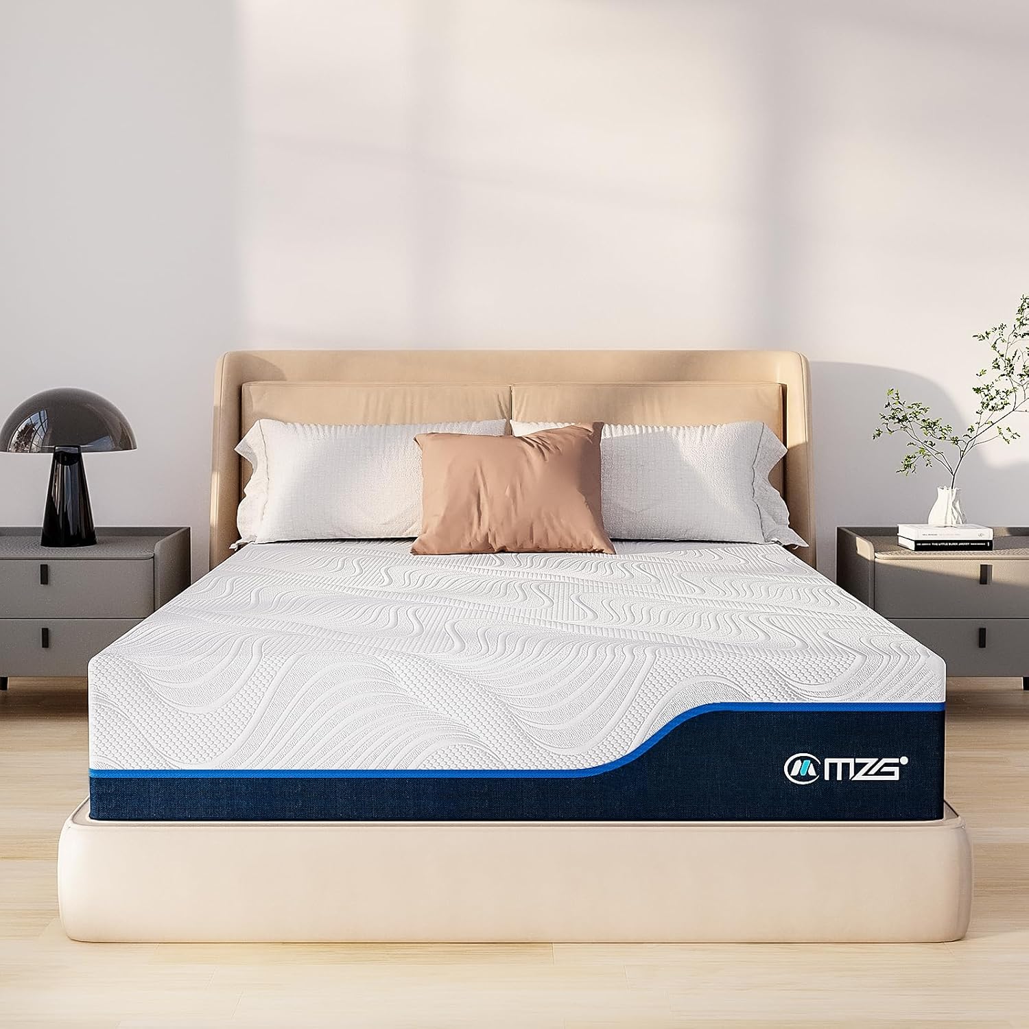 12 Inch Queen Size Plush Hybrid Mattress, Gel-Infused Memory Foam Pillow Top & High-Density White Support Foam, Cooling & Breathable, CertiPUR-US Certified, Mattress in a Box